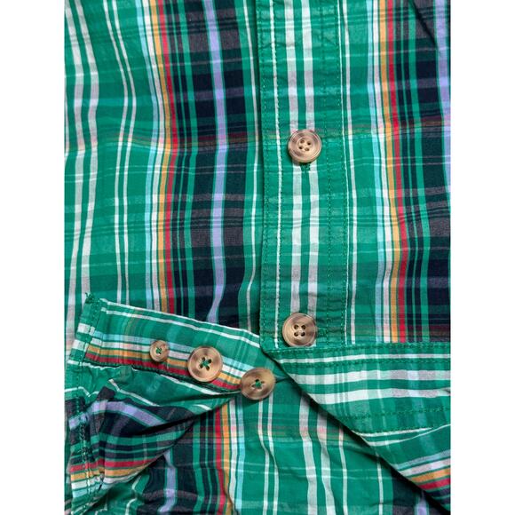 Duluth Trading Shirt Mens Large Tall Green Plaid Button Up Short Sleeve Cotton - Picture 5 of 7